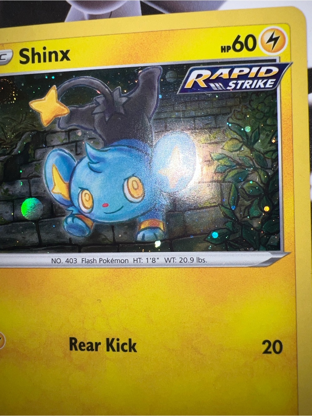 Pokemon Shinx Holographic Card - Yellow, Blue SWIRL ✨ 🌀